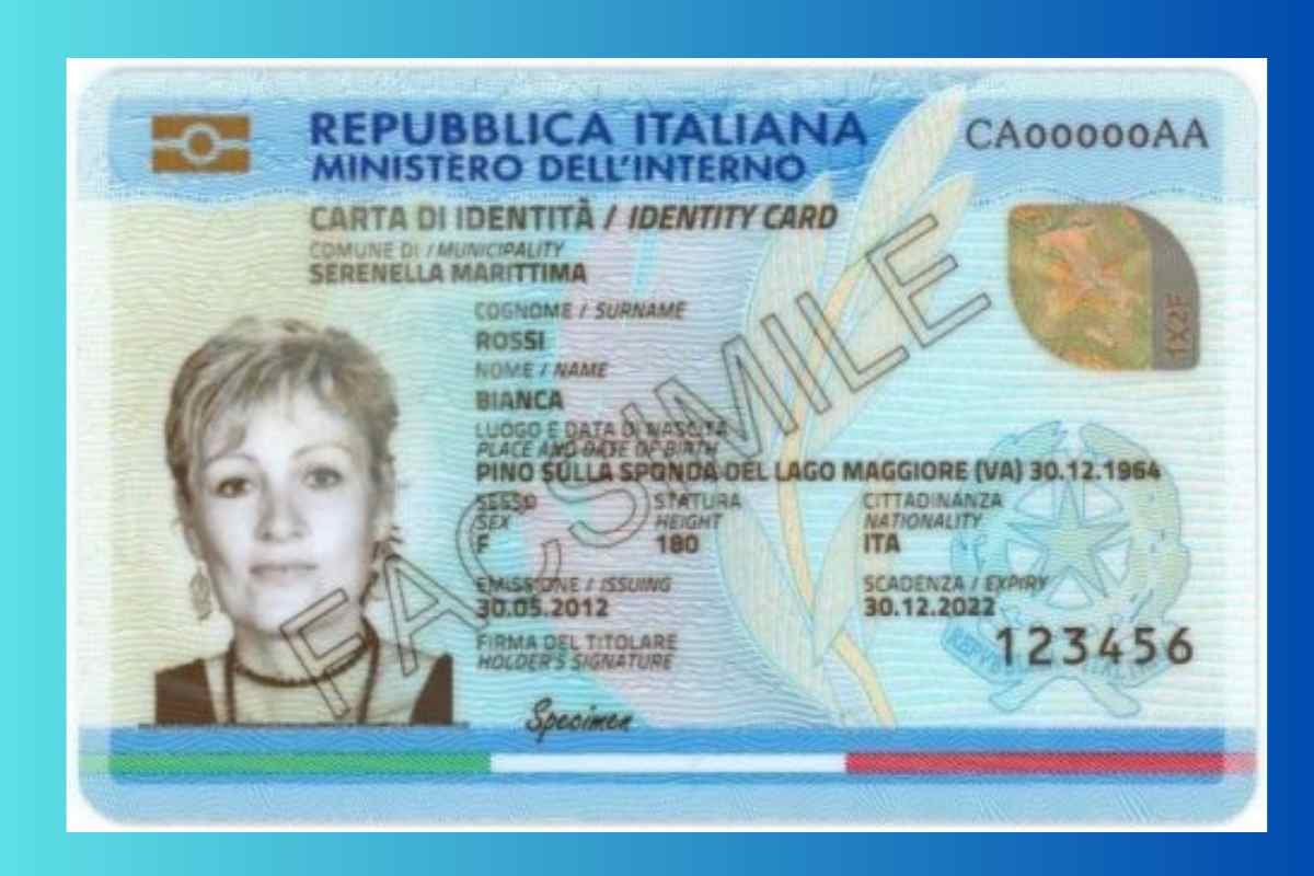 carta identità elettronica fac simile
