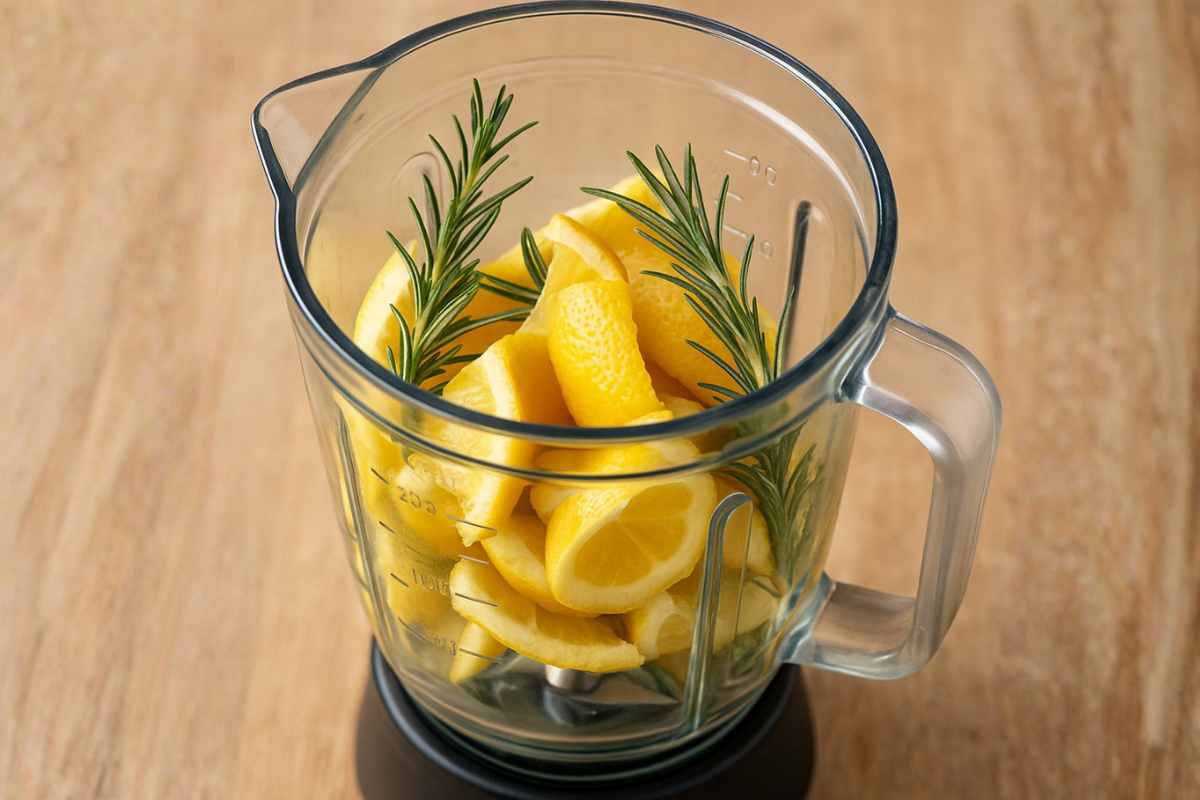 frullatore con limoni e rosmarino